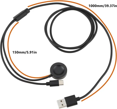 Vista 4 de Cable de carga inalámbrico USB 2 a 1 Tpye-C de 3.9 pies compatible con Fossil Gen 6/5/4