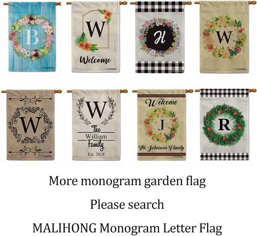 Vista 7 de Monogram Initial Letter P House Flag Flower Wreath Simple Style Letter Flag 28x40 Inch Vertical Double Sided for Outdoor Yard Decor