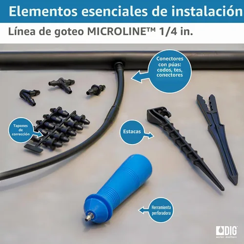 Vista 5 de DIG ML-056, 50', ¼" Microline™ Dripline - Espaciado de emisores mejorado de 6 pulgadas, resistente a los rayos UV, perfecto para diversos diseños