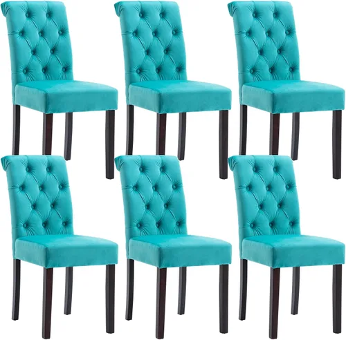 Vista 11 de Juego de 2 sillas de comedor tapizadas de piel sintética, sillas Parsons con respaldo alto, sillas laterales sin brazos para cocina y comedor