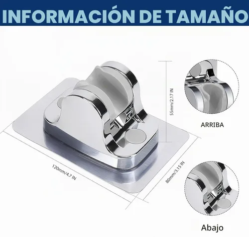 Vista 5 de NearMoon Soporte para cabezal de ducha autoadhesivo, soporte de ducha de mano ajustable, sin perforación, soporte de pared impermeable