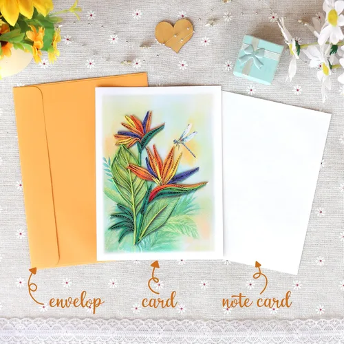 Vista 6 de KingKraft Tarjeta de felicitación de pájaro del paraíso Quilling, tarjeta de cumpleaños, tarjeta de aniversario para esposa, marido, tarjeta