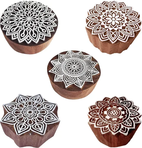Vista 10 de Royal Kraft Sellos de impresión de madera de elefante (juego de 5) - DIY Henna tela textil papel arcilla cerámica bloques Htag2201
