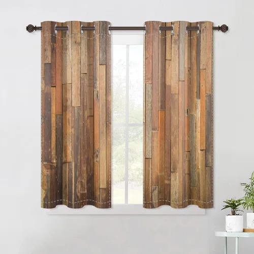 Vista 82 de Cortinas rústicas para ventana de puerta de granero, puerta de madera gris, puerta de garaje, tratamiento de ventana para sala de estar, dormitorio