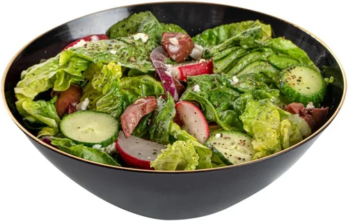 Vista 9 de Restaurantware -Moderna - Cuencos de plástico de 6 onzas, 20 cuencos de ensalada desechables duraderos - Con borde dorado, resistente, cuenco
