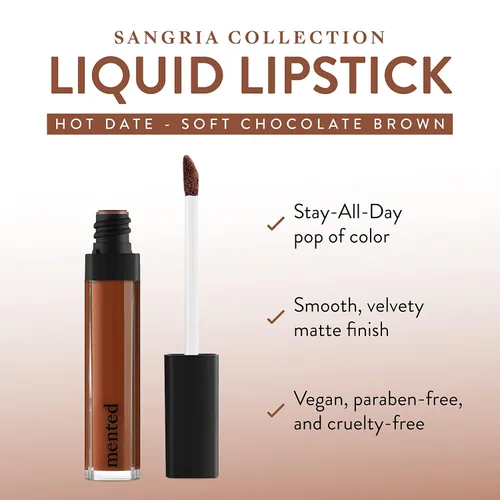 Vista 2 de Mented Cosmetics - Lápiz labial líquido para mujer, lápiz labial rojo mate terciopelo, brillo de labios impermeable, tinte, manchas de larga