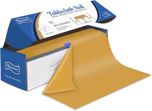 Vista 16 de Mantel desechable de plástico para mesas: 54 pulgadas x 120 pies, cubierta de mesa de plástico con cortador fácil de deslizar, manteles de plástico