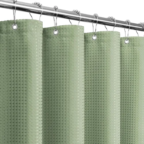 Vista 47 de Gibelle Cortina de Ducha Pequeña para Cabina 36 x 72 pulgadas, Cortina de Ducha de Tela Texturizada de Tejido Gofre Medio Estrecho para Baño, Beige