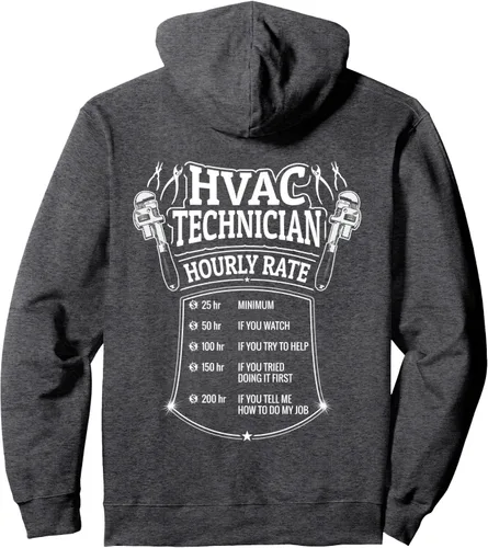 Vista 4 de HVAC Technician - Sudadera con capucha divertida por hora Heat Air Tech, Negro
