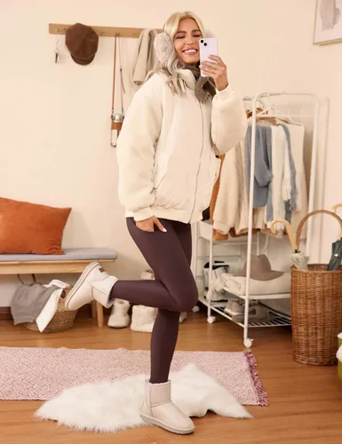 Vista 3 de CRZ YOGA - Leggings térmicos con forro de vellón de 28 pulgadas, pantalones de senderismo cálidos de cintura alta con bolsillos, mallas