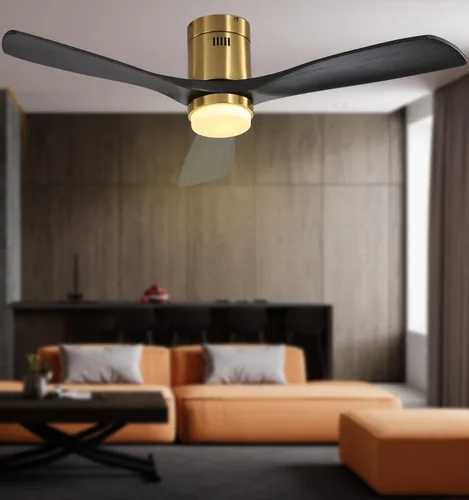 Vista 8 de Sofucor - Ventilador de techo empotrado y de varilla corta de 52 pulgadas con luz, con 3 aspas de madera maciza y control remoto, ventilador