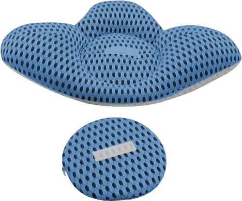 Vista 6 de OhMill Almohada de apoyo lumbar para dormir, cojín de espuma viscoelástica 3D de malla de aire para dormir de lado, espalda y estómago, cojín de Azul