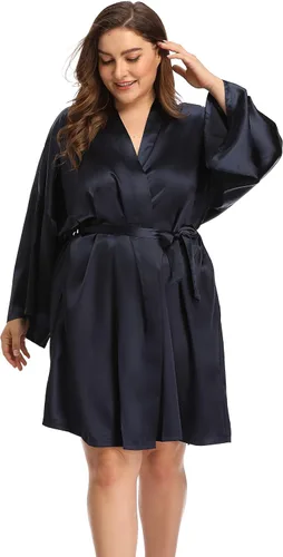 Vista 3 de Batas de satén para mujer talla grande bata floral para boda fiesta kimono ropa de dormir