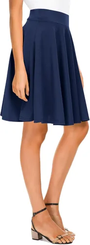 Vista 15 de Urban CoCo Women's Basic Midi Skirt Versatile Stretchy Flared Casual High Waisted Skirt Negro