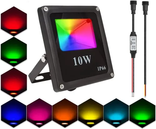 Vista 5 de Luces de inundación LED, luz de inundación RGB de píxeles WS2811, reflector de píxeles direccionables 10W-RGB, entrada DC12-24V IP65