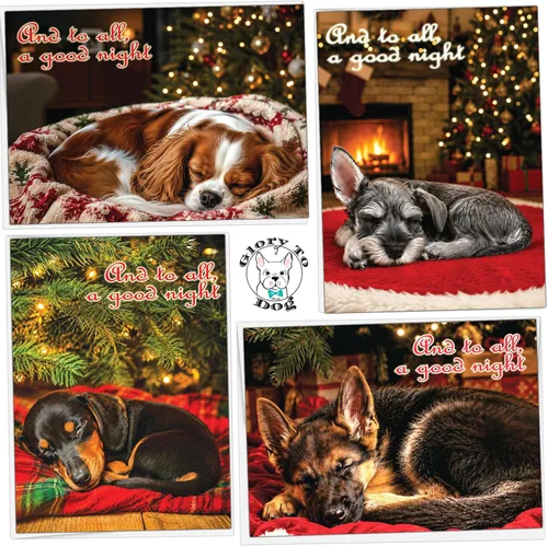 Vista 16 de Glory To Dog And To All A Good Night Sleepy Beagle Puppy - Juego de 12 tarjetas y sobres de Navidad
