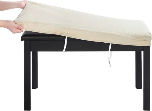 Vista 19 de BUYUE Funda para Taburete de Banco de Tocador de Lujo, (15"- 20") L x (11.8"- 15.7") A Banco Pequeño Rectangular Funda Elástica de Jacquard Lavable