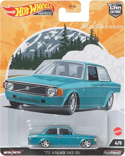 Vista 6 de Hot Wheels Vehículos de leyendas del circuito cultural del coche para niños de 3 años en adelante, 74 Volvo 142 GL, colección premium de vehículos a