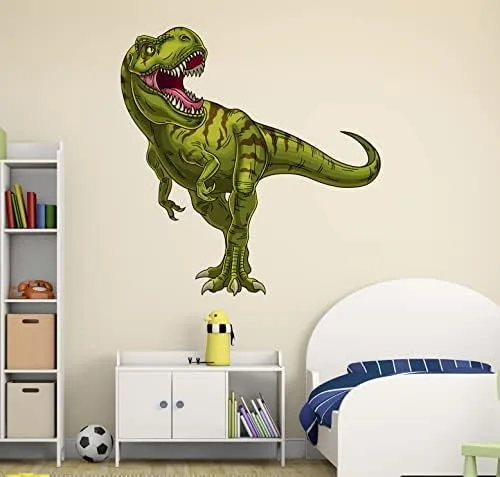Vista 2 de T-Rex - Calcomanía de pared de dinosaurio para niños, calcomanía de pared con temática de dinosaurio, calcomanía de vinilo para decoración