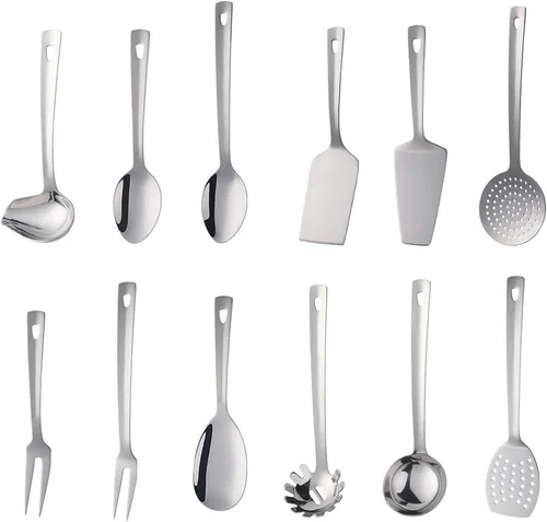 Vista 10 de 6 espátulas de acero inoxidable chapado en titanio, mango ergonómico integral, apto para lavavajillas (10.2 pulgadas/10.2 in)