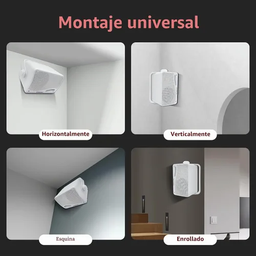Vista 4 de STUDIOFINIX Altavoces Bluetooth al Aire Libre de 3.5 Pulgadas Impermeables con Cable, Altavoces de Pared de 3 Vías de 200W de Calidad Premium, Ideal