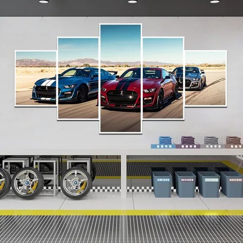 Vista 4 de Póster de automóvil deportivo, lienzo de automóvil deportivo americano musculoso, arte de pared para hombres, oficina, dormitorio, sala de estar