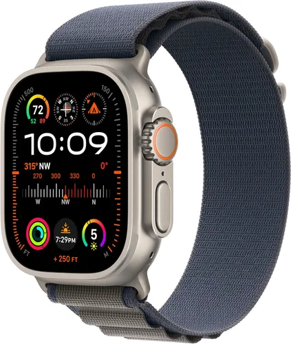 Vista 8 de Apple Watch Ultra 2 [GPS + Celular 49 mm] Reloj inteligente con carcasa de titanio resistente y correa Blue Alpine Loop pequeña. Rastreador