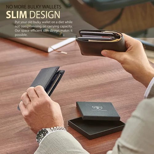 Vista 4 de TRAVANDO Cartera delgada para hombre con clip para dinero