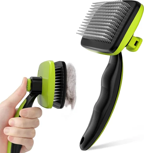 Vista 10 de Pecute Cepillo de limpieza automática para perros y gatos, cepillo ligero para perros para eliminar el pelo y masajear, cepillo para gatos que