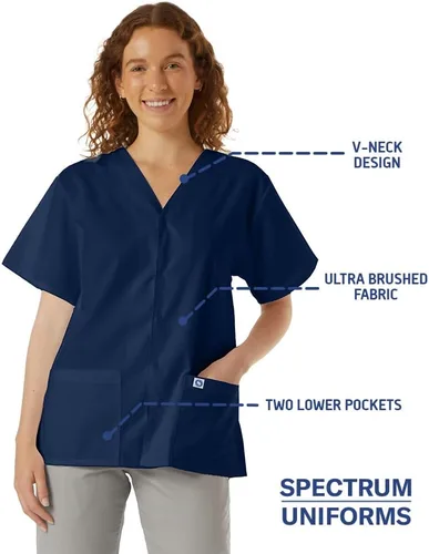 Vista 4 de Túnica frontal con cuello en V unisex para profesionales médicos, ropa de trabajo de hospital y laboratorio-218C