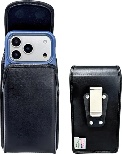 Vista 17 de Turtleback Soporte para cinturón para iPhone 17 Pro y 17Air, pequeño se adapta con fundas delgadas MagSafe o TechWave, funda horizontal de cuero