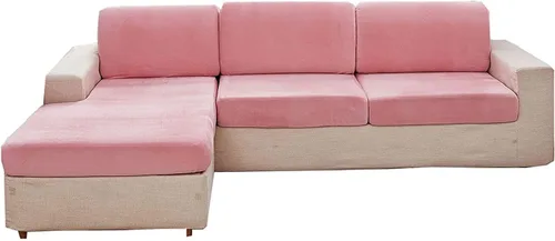 Vista 8 de Fundas elásticas de cojín para sofá, funda de cojín de terciopelo en forma de L para sofá chaise longue, funda de asiento de sofá seccional