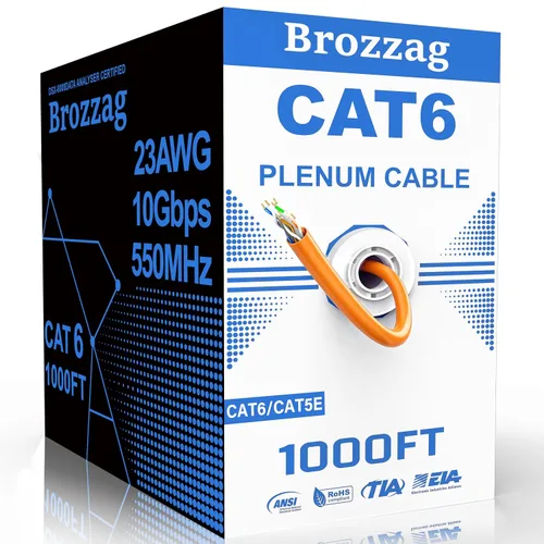 Vista 25 de Cable Ethernet de 20 pies para Cat6/Cat5E, 10 Gbps compatible con Cat8/Cat7, cable de red 24AWG para interiores y exteriores, entierro directo Negro