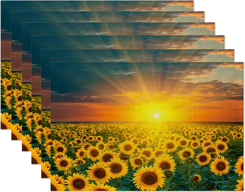 Vista 19 de Juego de 6 manteles individuales con diseño de almendros en flor, resistentes al calor, lavables, antideslizantes, para decoración de fiestas