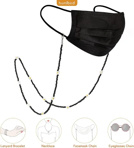 Vista 3 de humlbird Cadena de gafas de sol con cuentas de cristal curativo con perlas para mujer