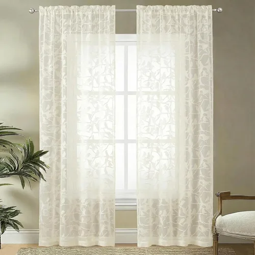 Vista 75 de OVZME Anji Clip Voile Sheer Tiers RD 2X30X36 Negro