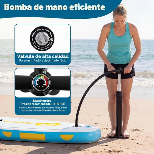Vista 7 de Goplus Inflatable Stand Up Paddle Board w/SUP Paddleboard Accessories 2-Azul/Rosa/Azul marino/Verde/Amarillo