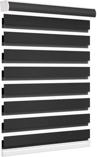 Vista 16 de Changshade Persianas de cebra de tamaño personalizado, sin cordones, para interiores, privacidad, doble capa para sala de estar, dormitorio, baño
