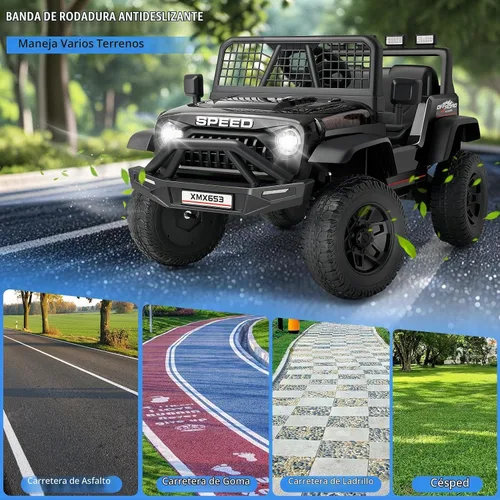 Vista 5 de Hikole Coche eléctrico de 12 V para niños de 3 a 5 años con control remoto Negro