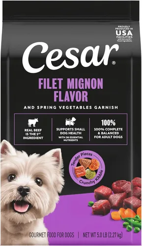 Vista 21 de Cesar Alimento seco para perros de raza pequeña para perros pequeños, sabor a pollo asado y guarnición de verduras de primavera, bolsa de 12 libras