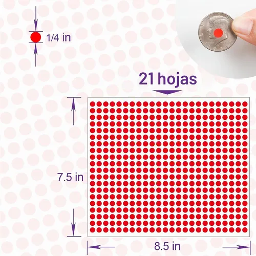 Vista 3 de 10000 PCS Red Dot Stickers 1/4" Small Round Circle Dots Sticker Labels