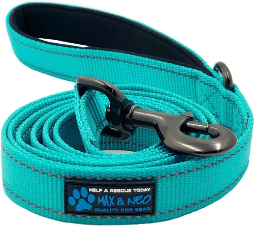 Vista 10 de Max and Neo Correa de nylon reflectante para perro - Donamos una correa a un rescate por cada correa vendida (Negro, 4 pies)