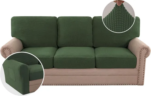 Vista 38 de H.VERSAILTEX Fundas elásticas para sillas de varias piezas, fundas para cojines ajustables para asiento y respaldo