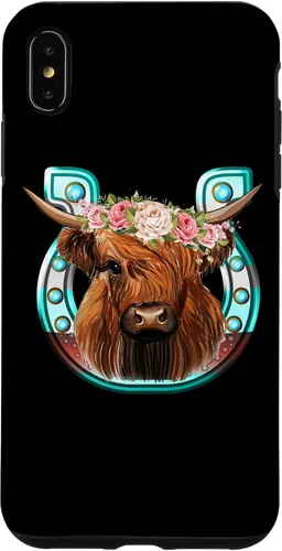 Vista 11 de Floral Highland Cow Heifer Horseshoe Western Country Case for iPhone 16