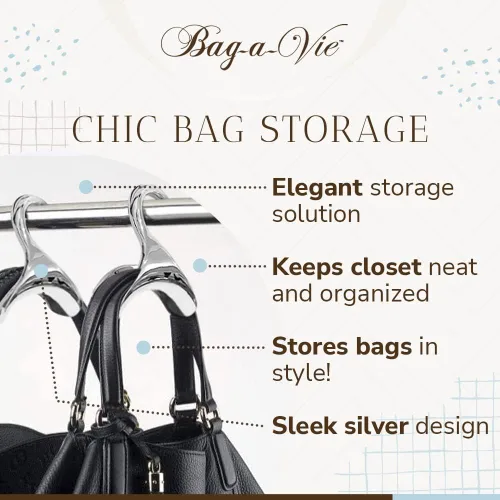 Vista 5 de Bag-a-Vie Colgador de bolso para armario, ganchos organizadores de bolsos para colgar bolsas y bolsos, proteger la forma de la bolsa y organizar