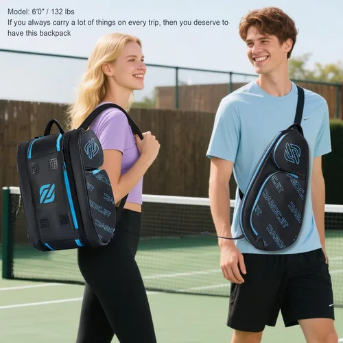 Vista 6 de TILDOSAC Bolsa desmontable 2 en 1 para pickleball y pádel para hombres y mujeres Compartimento para raquetas aislado con lámina térmica Para