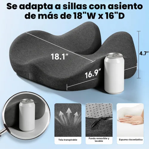 Vista 7 de Cojín para silla de oficina, alivio de presión para coxis, comodidad larga para sentarse