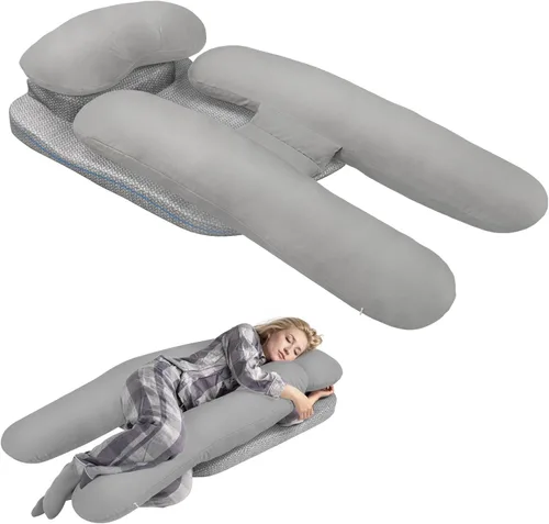 Vista 8 de Almohada de cuerpo completo para dormir de lado, almohada de cuña 3 en 1 en Blanco