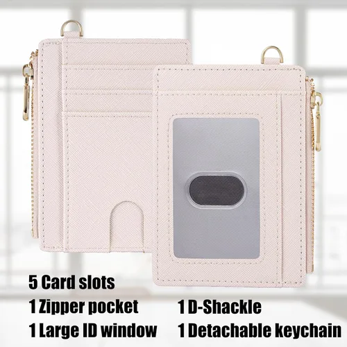 Vista 2 de Suweibuke - Billetera delgada de bolsillo, con bloqueo RFID, tarjetero para tarjetas de crédito, mosquetón en D, ventana para identificación