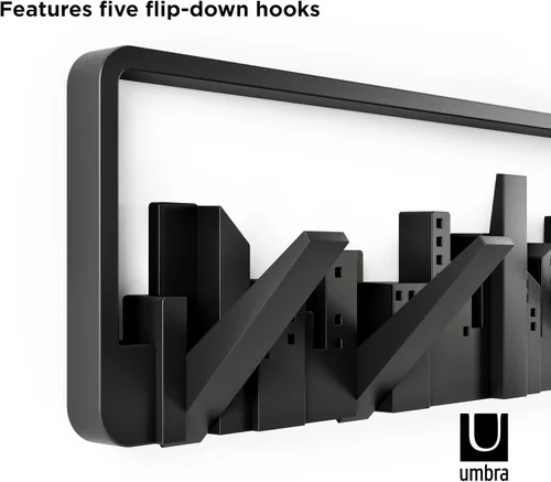 Vista 13 de Umbra Skyline Multi Hook - Arte de pared moderno con ganchos de 5 libras para abrigos, bufandas y bolsos, color gris